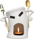 Mini Ceramic Fondue Set: Chocolate Fondue Melting Cup, Cheese Fondue Pot, Candy Mini Fondue Cups with 1 Fork & 1 Scoop - Food-Safe Gift for Parties, Gifts, Cozy Nights (White)