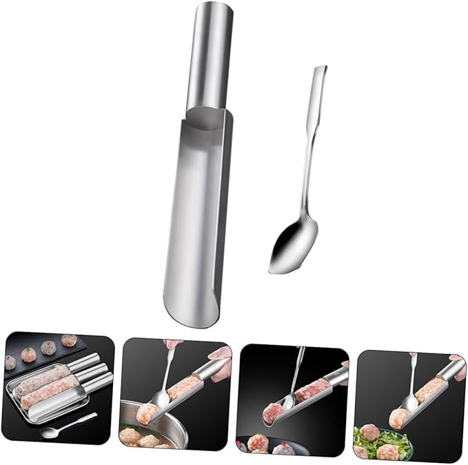 OUNONA Stainless Steel Meatball Maker Mold DIY Shrimp and Fish Ball Tool Non-Stick Kitchen Gadget for Easy Meatball Making 1 Set for Home Cooking