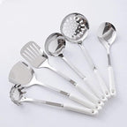 Ceramic Handles Cooking Tool Set steel Kitchen Utensils set of cookers Shovels Spoons Strainer(E)