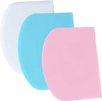 SURDOCA Dough Scraper Bench Scraper - 3P 11.8x7.3" Plastic Flexible Bowl Scraper, Sharp Edge & Angles Cake Scraper. Non-Slip Bakeware Decorating Tools Sculpting & Modeling Tools - Blue+White+Pink