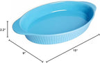 LEETOYI Porcelain 9x13 Large Oval Au Gratin Pans,Baking Dish for Servings, Bakeware with Double Handle for Kitchen and Home, Turquoise