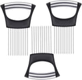 3Pcs onion slicer ，Kitchen Prong Slicer for Vegetables and Meat, Stainless Steel Tines with Safety Handle, Black (3)