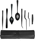 Professional Chef Tools | Plating Tools Culinary Set | Piece Culinary Tool Set | Premium Stainless Steel Chef's Plating Tool Set | Kitchen Tweezers & Fish Tongs & Spatula & Slotted Spoon (Black) (8)