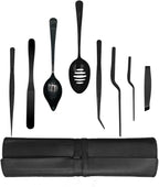 Professional Chef Tools | Plating Tools Culinary Set | Piece Culinary Tool Set | Premium Stainless Steel Chef's Plating Tool Set | Kitchen Tweezers & Fish Tongs & Spatula & Slotted Spoon (Black) (8)