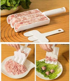 White Creative Kitchen Meatball Maker, 4 Baller Spoons with Cutting Spade, Multifunction Ice Cream Scoop, DIY Meatball, Patty, Fish Ball, Burger Making Tools