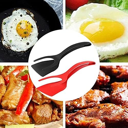 1pcs Multifunctional 2 in 1 Non Stick Bread Egg Turners Cooking Tongs Gadgets For Kitchen Utensils Spatula Cooking Tool(white-Dinosaur Doodle4)