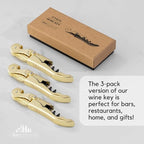 A Bar Above Manual Wine Bottle Opener, Corkscrew Wine Key, for Servers, Waiters, and Home Bartenders, with Foil Cutter, Bottle Cap Remover, Beer and Tool Accessories, Black, 3 Pack
