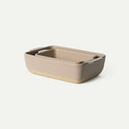 Mora Ceramic Set of 2 Baking Dishes For Casserole, Banana Bread, Brownies, Broiling, Roasting, and Baking. 7x11 in and Loaf Pans - Porcelain Serving Bakeware from Oven to Table. Freezer Safe - Mushroom