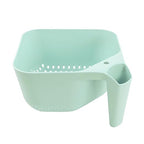 Tovolo Elements Square Colander with Handle Strainer Basket for Pasta Fruit Berries Veggies, Easy to Clean BPA Free Heat Resistant Plastic Colander with Spout 3 Quart Kitchen Strainer, Mint Green