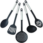Farberware Classic Kitchen Tool Set, 5-Piece Nylon Cooking Utensils with Stainless Steel Handles for Nonstick Cookware - Kitchen Gadgets with Hanging Loops, Dishwasher Safe Useful Cooking Accessories