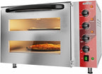 CROSSON Commercial Double Deck 18 Inch Countertop Electric Pizza Oven with 15mm Thick Pizza Stone, Indoor Pizza Bakery Oven for Commercial Use Only,240V/4500W