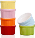 Ramekins 4oz,Creme Brulee Ramekins and Souffle Dishes,Porcelain Oven Safe Baking Bowls,Pudding Cups,Dipping bowl,Set of 6,Color