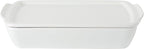 Gibson Home Gracious Dining 2.6-Qt White Stoneware Covered Baking Dish w/Multi-Purpose Lid – 12.7" x 9" Rectangular Oven Safe Casserole, Lasagna & Roasting Baker, Lid Doubles as Serveware or Trivet