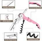 Waiter Corkscrew, Corkscrew Wine Opener Stainless Steel, Wine Bottle Opener Wine Key for Restaurant Waiters Bartenders Sommelier (Pink/10PCS)