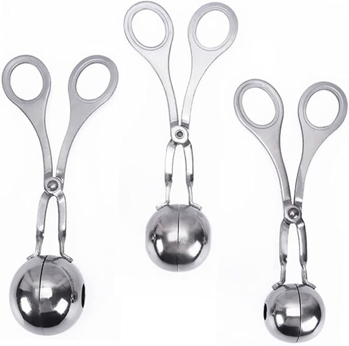 MAGICLULU 304 Stainless Steel Meatball Maker Tool 3-Piece Set for Easy Meatball and Fish Ball Making Non-Stick Kitchen Gadget for Home Cooking