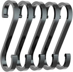 5 Pcs Black S-Shaped Hooks,Space Aluminum S Hook Multifunctional Hanging Hook Clasp Holder for Kitchen Bedroom Utility Hooks, Industrial Hooks Hardware, Home Storage Hooks
