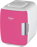 Cooluli Skincare Mini Fridge for Bedroom - Car, Office Desk & Dorm Room - Portable 4L/6 Can Electric Plug In Cooler & Warmer for Food, Drinks, Beauty & Makeup, 12v AC/DC & Exclusive USB, Fuchsia