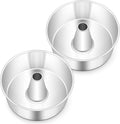 TeamFar 10inch Angel Food Cake Pan, Stainless Steel Pound Cake Pan with Tube, for Home/Kitchen Baking, Healthy & Non-toxic, Durable & One-Piece, Mirror Finish & Dishwasher Safe, Set of 2