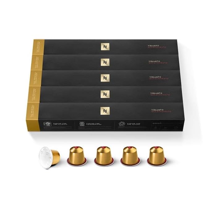 Nespresso Capsules Original Line, Volluto Decaffeinato Mild Roast Coffee, 50 Count Coffee Pods
