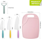 Plastic Fruit Knife Set with Cutting Board & Peeler: 5-Piece Safe Nylon Food-Grade Kitchen Kit for Safe Fruit & Veg Prep, Serrated Edges Lettuce Knife for Fruit, Bread, Cake, Salad