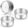 E-far 5 Inch Cake Pan Set of 3, Stainless Steel Small Round Baking Pans Tins for Layer Smash Birthday Cakes, Dishwasher & Oven Safe, Healthy & Non-toxic, Leak Proof & Mirror Polished