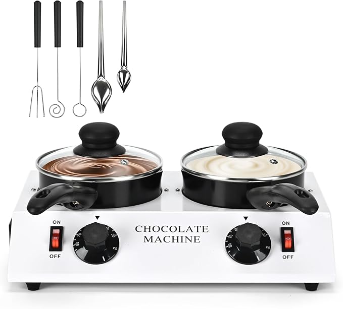 2026 Upgrade Chocolate Melting Machine,2x1L Chocolate Melting Pot with Candy Dipping Tools,Electric Chocolate Tempering Machine for Chocolate,Candy,Butter Making Warming Coffee Milk Wine(80W, 110V)