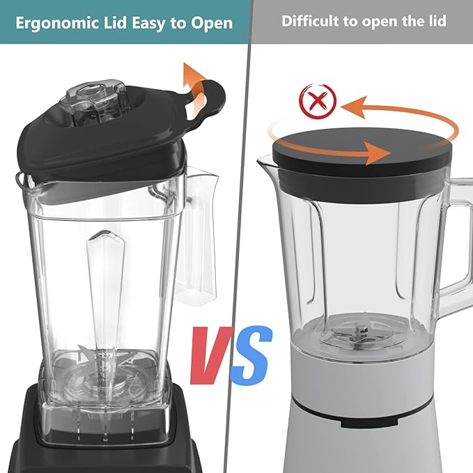 OMMO Blender 1800W, Professional High Speed Countertop Blender with Durable Stainless Steel Blades, 60oz BPA Free Blender for Shakes and Smoothies, Nuts, Ice and Fruits, Dishwasher Safe