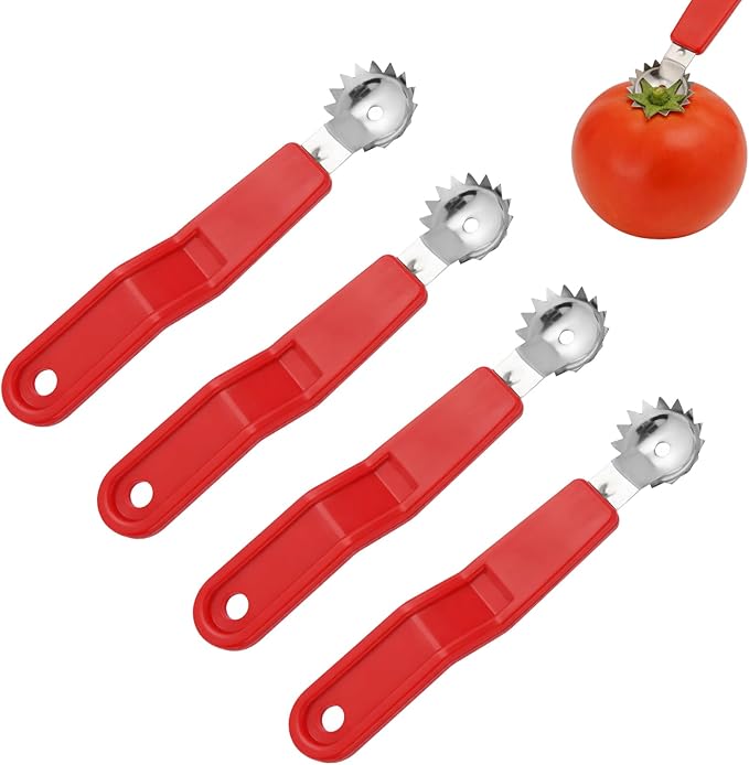 JJUNW 4Pcs Strawberry Huller, Stainless Steel Tomato Corer, Strawberry Huller Stem Remover Corer Tool Kitchen, Canning Supplies for Fruit and Vegetable