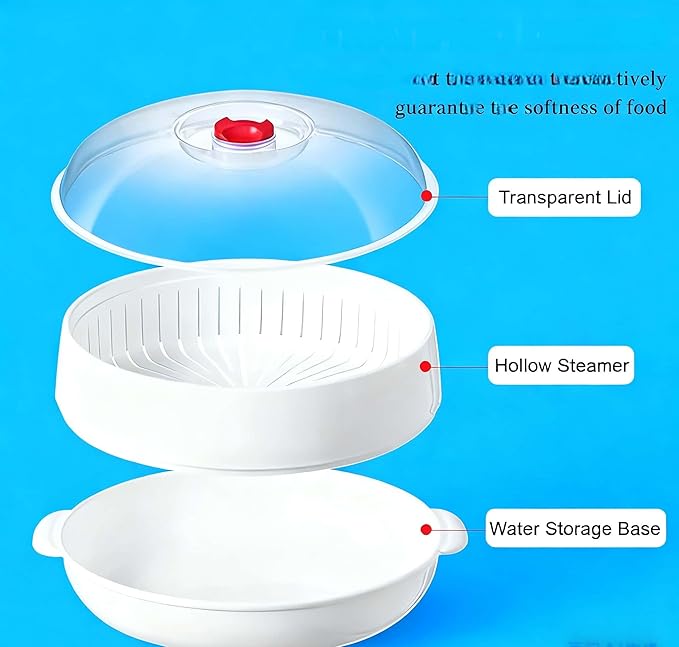 Microwave Vegetable Steamer, Microwave Steamer for Vegetables,Microwavable Cookware with Lid and Tray for Cooking Food and Vegetables (three layers)