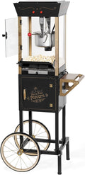 Nostalgia Popcorn Maker Machine - Professional Cart With 8 Oz Kettle Makes Up to 32 Cups - Vintage Popcorn Machine Movie Theater Style - Black