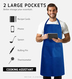 Syntus Apron for Men Women, Adjustable Cooking Kitchen Chef Aprons with 2 Pockets, Cotton/Polycotton/Polyester