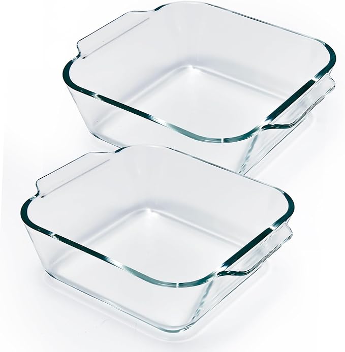 6"x6" Baking Pan, Square Baking Dishes 2 Pack Glass Bakeware Dish For Casserole Lasagna Brownie, Perfect for Reheating Individual Portions in Oven, Microwave or Air Fryer