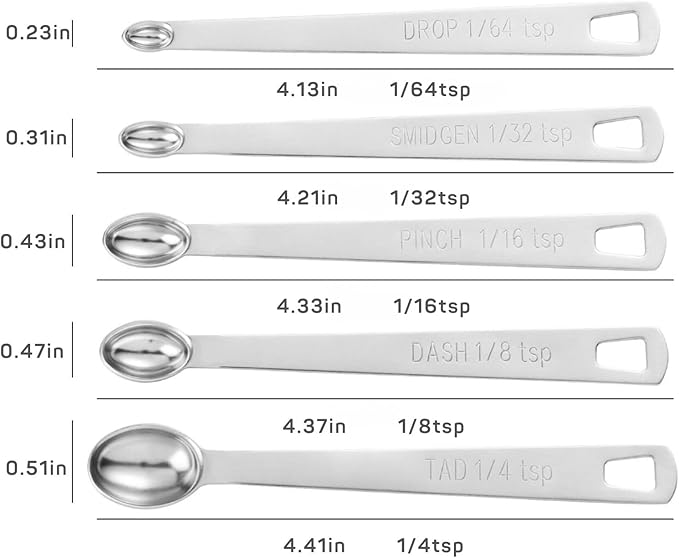 11PCS Measuring Spoons Set Stainless 1 tbsp, 1/2 tbsp, and 1-1/16tsp Steel Measuring Spoons for Cooking Baking Spice Jars and Liquid Ingredients