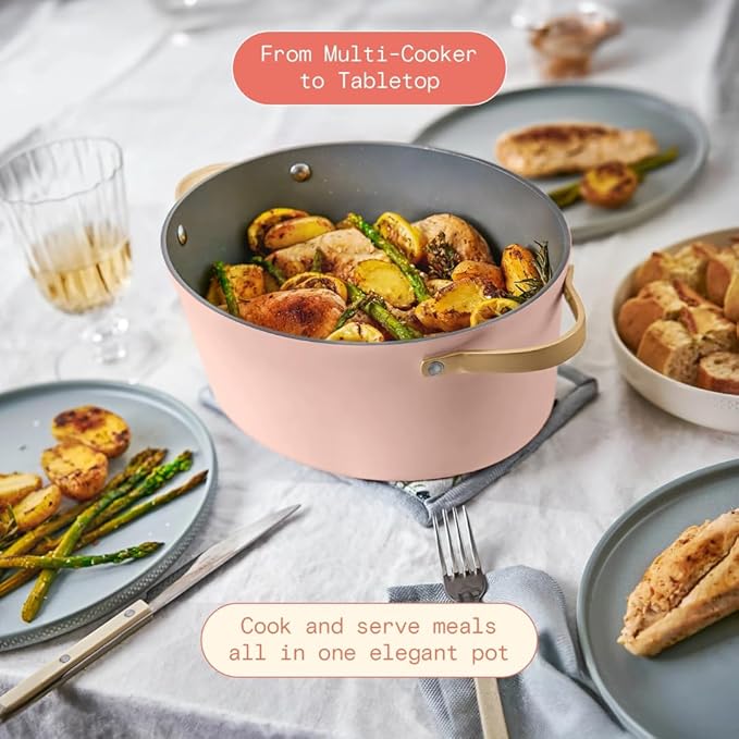 Beautiful 10-in-1 6-Quart Electric Multi-Cooker with Ceramic Coated Pot, Oven Safe to 400°F, Easy Cleanup & Multi-Function Cooking, by Drew Barrymore (Rose)