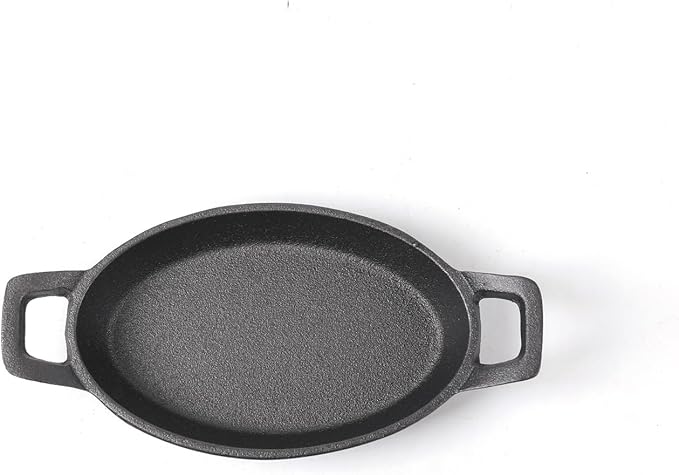 HAWOK Cast Iron Mini Oval Serving Dishes with a Storage Bag, 6.1"x 3.85", 8oz, 4 PCS