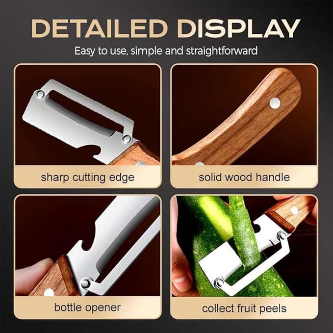 Thickened blade Multifunctional Vegetable Peeler, Multi-Functional Vegetable Peeler for Kitchen, 2-In-1 Stainless Steel Kitchen Tool, for Fruit Veggie, Includes Bottle Opener (3PCS)