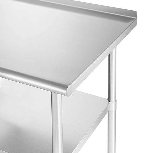 GRIDMANN Stainless Steel Kitchen Prep Table 72 x 30 Inches with Backsplash & Under Shelf, NSF Commercial Work Table for Restaurant and Home