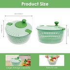 PP Salad Spinner, Multi-Use Basket, 4.22 QT Large Capacity Salad Washer Labor Saving Lettuce Spinner Multiple Water Outlet Lettuce Drainer for Household(Green)