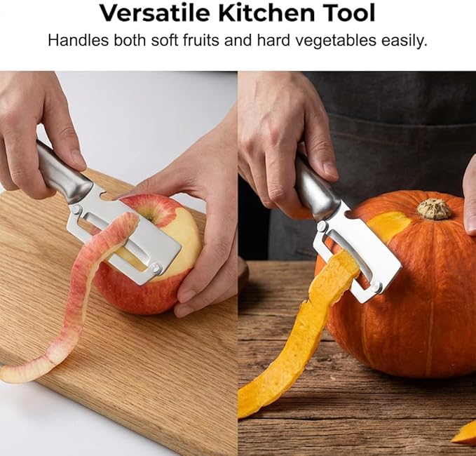Multi-Functional Vegetable Peeler for Kitchen, 2026 New Vegetable Peeler with Wooden Handle and Bottle Opener, 2 in 1 Stainless Steel Kitchen Tool for Fruit Apple Potato Pumpkin Slicer (sliver, 1PCS)