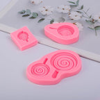 3 Pcs Love Lollipop Fondant Molds Bow Lollipop Silicone Mold,for Birthday Parties, Weddings Cake Decoration Chocolate Candy Muffins Marzipan Flower Paste DIY Epoxy Polymer Clay