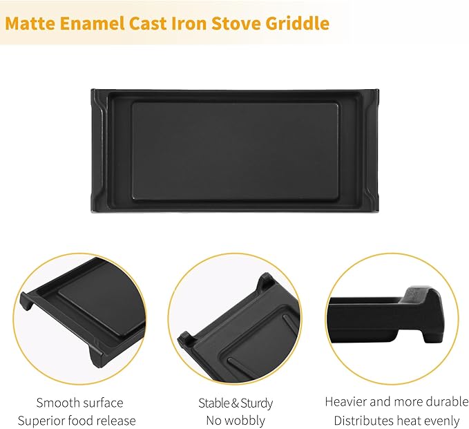 Allstare WB31K10220 Griddle Replacement Parts for GE Stove Parts Cafe Griddle Plate 20" x 8.5’’ GE Stove Top Cast Iron Center Griddle Pan General Electric Gas Range Cooktop Flat Top Pan 1 Pack