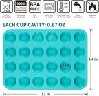 CAKETIME Mini Muffin Pan 24 Mini Cupcake Pans Silicone Molds Food Grade Silicone Muffin Pans for Baking Pack of 2
