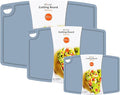 Liflicon Silicone Thick Cutting Boards Mats Set of 3 Foldable & Flexible Design Juice Grooves Easy Grip Handle Dishwasher Safe for Kitchen,BPA free Silicone Cutting Board-Light Blue
