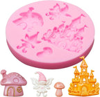 Fairy Garden Silicone Molds 4 Pcs, Mushroom House Fondant Mold, Door Snails Chocolate Mold for Cake Decoration Candy Cupcake Topper Cake Polymer Clay Crafts Epoxy Resin