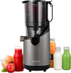 Cold Press Juicer Machines,Fretta Juicer Machines with PCTG Material from the USA,5.3" Extra Large Feed Chute Fit Whole Fruits & Vegetables,Truly BPA-Free,Easy to Clean(Grey, 1.8L)