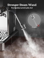 COUPLUX Espresso Machine with Grinder, 5-Temperature (190~205℉) Professional Espresso Machine 58MM with Powerful Milk Frother 15 Bar Expresso Coffee Machines for Espresso Americano Cappuccino & Latte