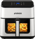 8 Qt Air Fryer Pro, 8-In-1 Air Fryer with Viewing Window, 360° Crispy, 80% Less Oil, Quiet, Nonstick Dishwasher-Safe Basket, 1500W, Recipe Book, Black