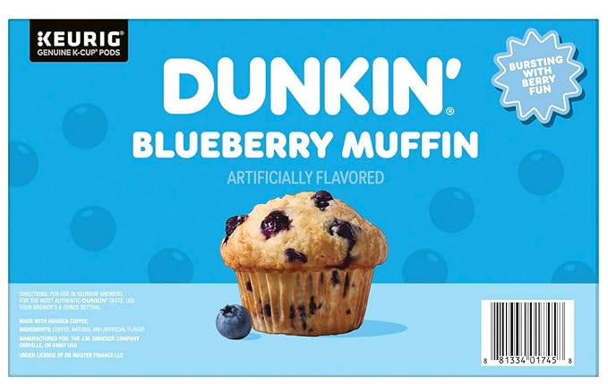 Dunkin’ Blueberry Muffin Coffee K-Cup Pods 54 Count – Medium Roast, Limited Edition