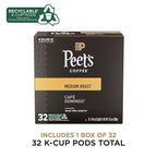 Peet's Coffee, Medium Roast Single Serve Coffee Pods - Café Domingo 32 Count (1 Box of 32 Pods)