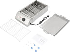 Electric Grill Griddle, Commercial Electric Indoor BBQ Grill with Temperature Control to 572°F, Removable Grill and Griddle Plates, Portable Stainless Steel Barbecue Oven Grill